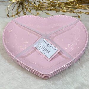 Valentine Cupcakes and cashmere Pink Heart Shape Melamine Dinner Plates Set 4